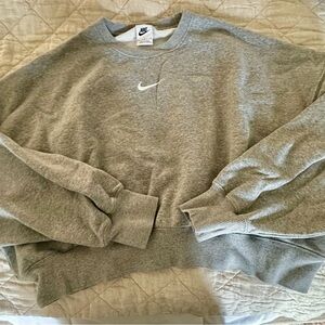 Nike Heather Gray Crewneck Sweatshirt with White Swoosh